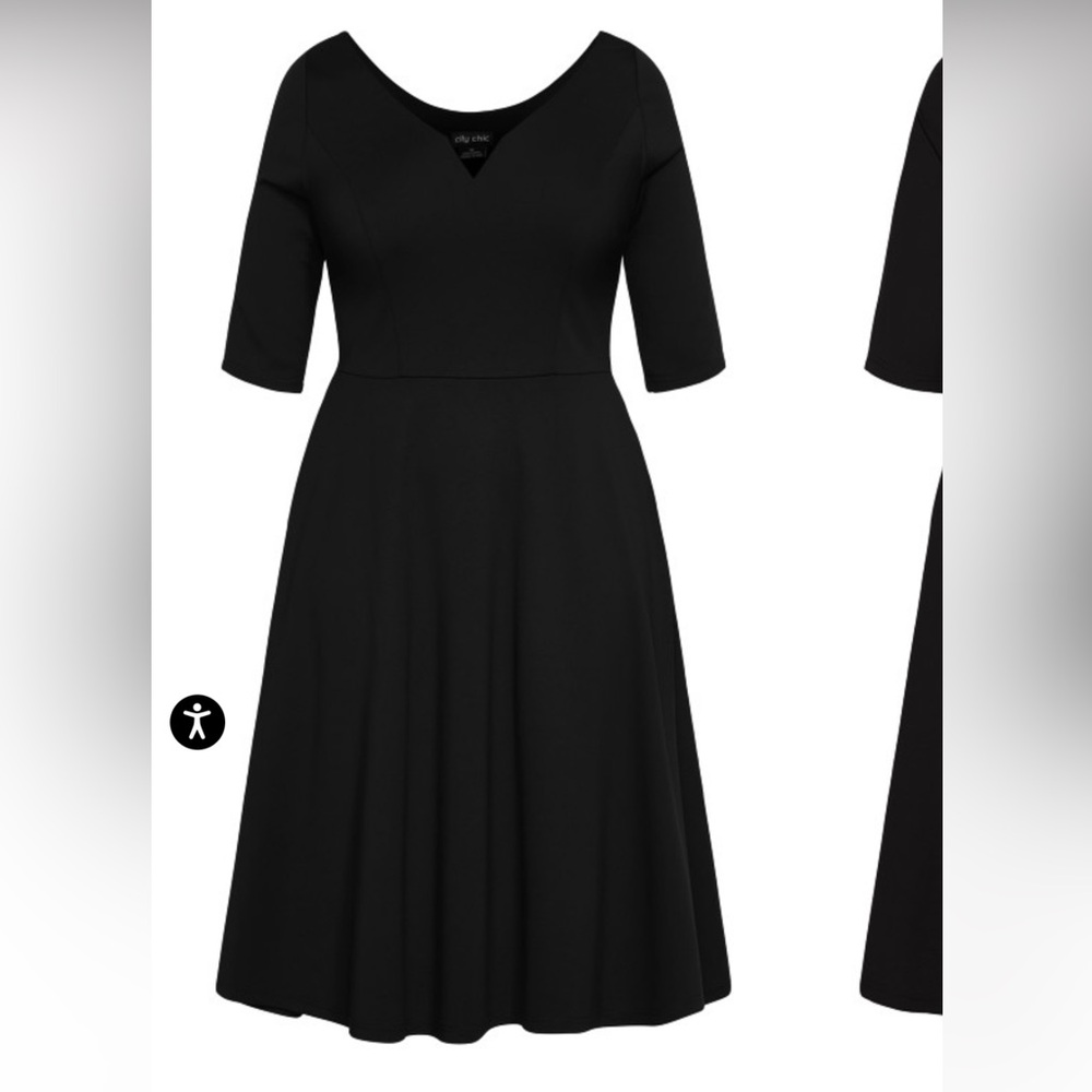 City Chic Cute Girl Elbow Sleeve Black Midi Dress